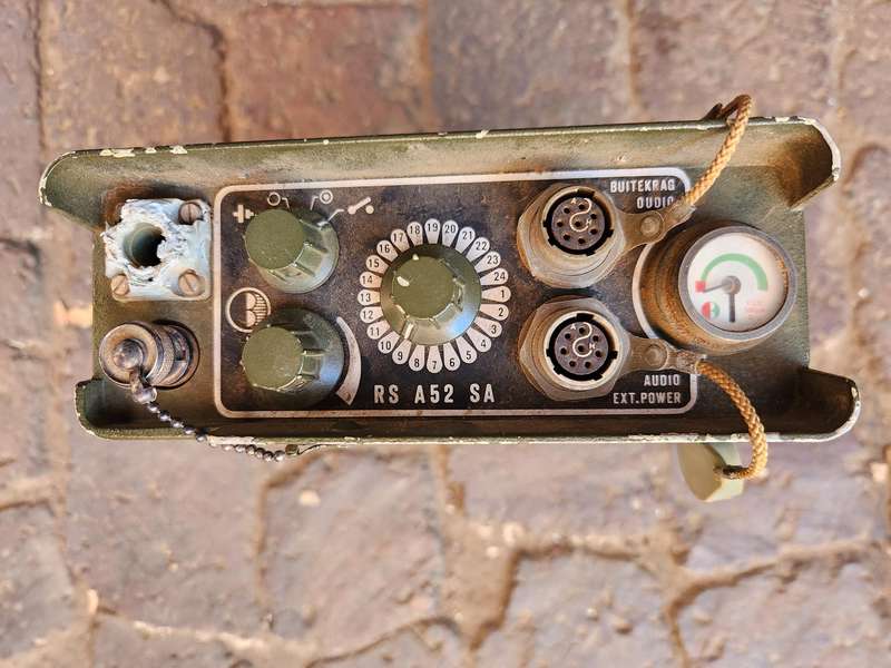 original early pre SWA/Angola bushwar era SADF used (now obsolete) A-52 VHF radio with batt box