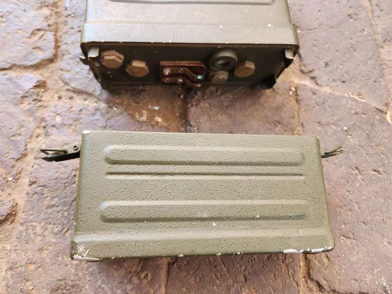 original early pre SWA/Angola bushwar era SADF used (now obsolete) A-52 VHF radio with batt box