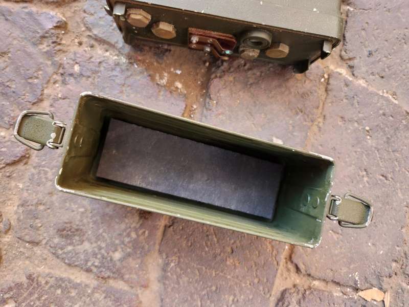 original early pre SWA/Angola bushwar era SADF used (now obsolete) A-52 VHF radio with batt box