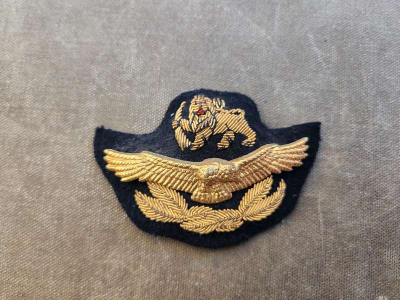 100% original padded Rhodesia Air Force UDI era pilot cap badge - bullion & metal clean & no damage