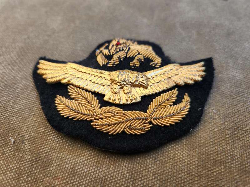 100% original padded Rhodesia Air Force UDI era pilot cap badge - bullion & metal clean & no damage