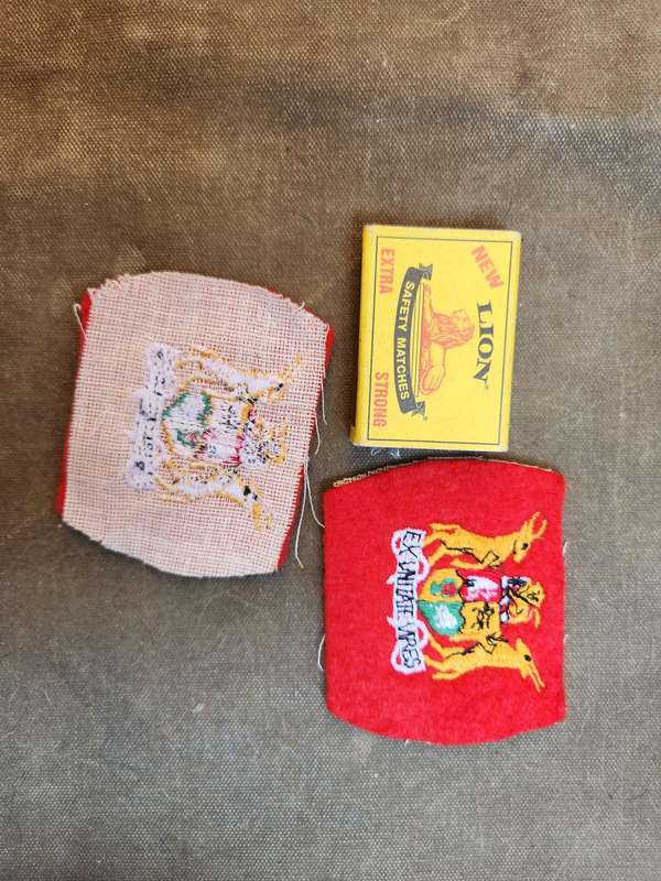 pair new & unused scarce & rare 100% original SADF period WO2 "RSM" red felt backing rank badges