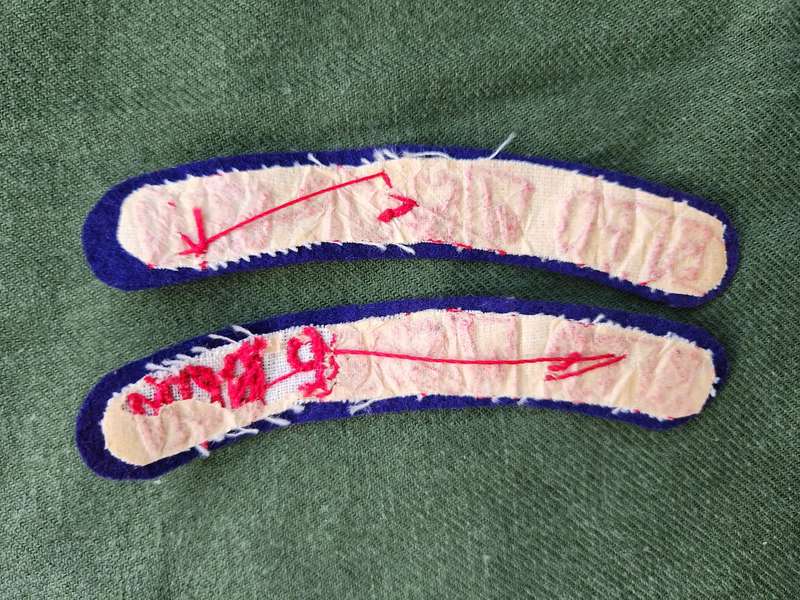 pair (scarce) new & unused 100% original period SADF era 31 Field Workshop Squadron shoulder titles