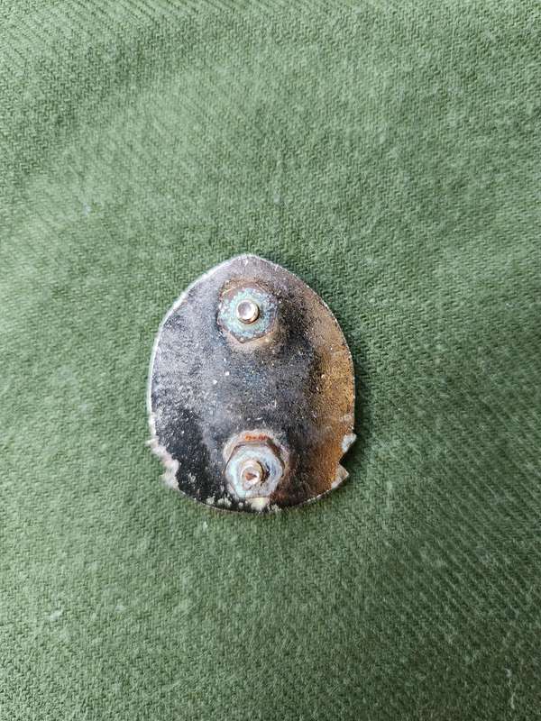 scarce used condition 100% original SADF era Insele Commando enamel & metal beret badge both rear
