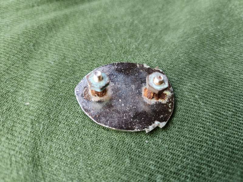scarce used condition 100% original SADF era Insele Commando enamel & metal beret badge both rear