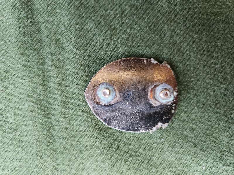 scarce used condition 100% original SADF era Insele Commando enamel & metal beret badge both rear