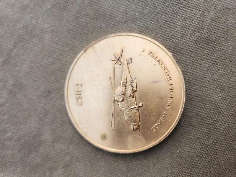 scarce & hard to find ATLAS aircraft corporation CSH-2 ROOIVALK heli coin in great clean cond.