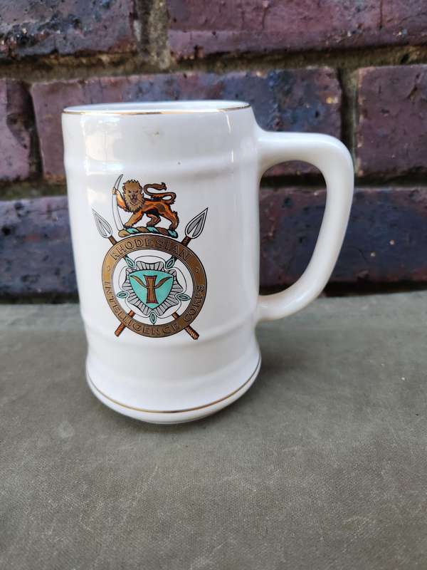 intact & undamaged 100% original Rhodesian era Intelligence Corps beer mug (tankard) - no damage