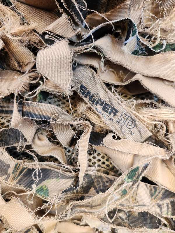 good used condition quality (COS) medium size sniper ghillie top custom garnish added with mesh base