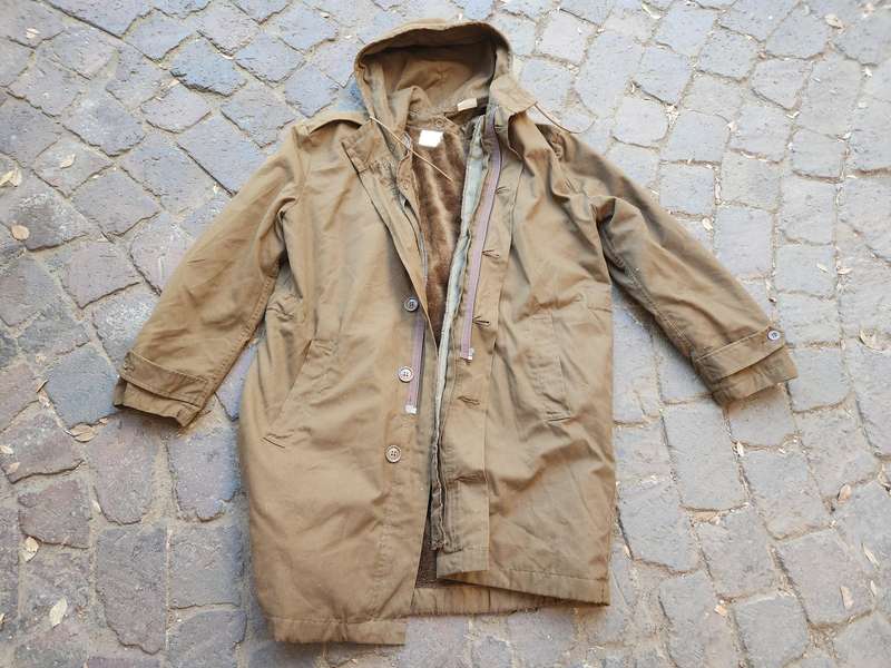good clean used condition SADF era SA Army issue 3/4 DUFFEL COAT nutria "AAPJAS" size Large (102CM)