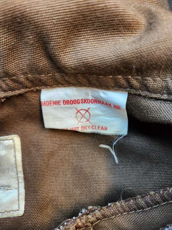 good clean used condition SADF era SA Army issue 3/4 DUFFEL COAT nutria "AAPJAS" size Large (102CM)