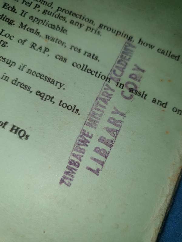 scarce -good clean used condition original Zimbabwe staff college aide memoir for battle group cmdrs