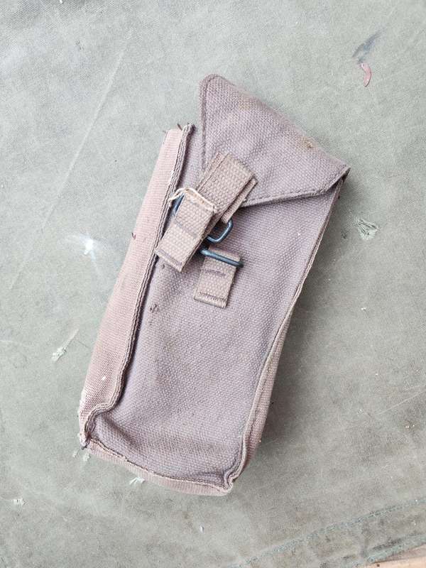 RSA made for UNITA used condition basic canvas "donkey brown" colour double AK47 mag belt loop pouch