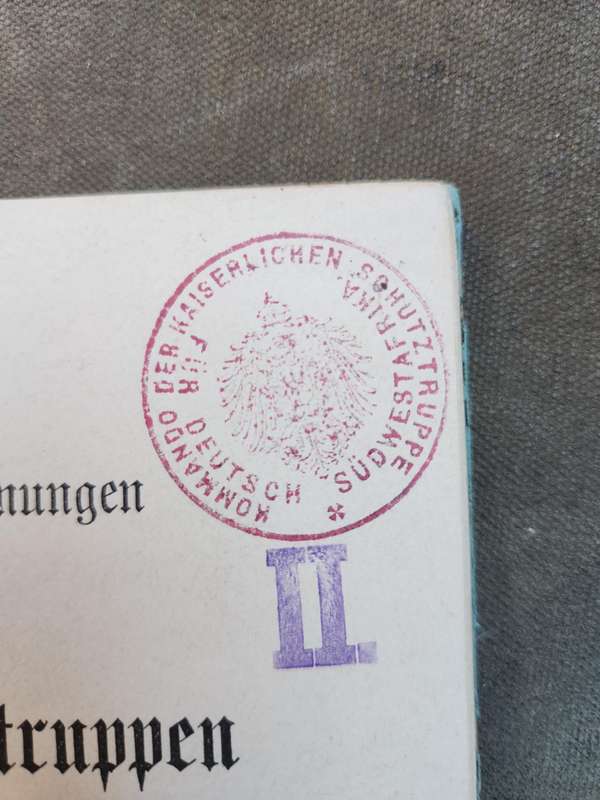 original Imperial Schutztruppe (German South West Africa) manual dd 1898 and likley a captured piece