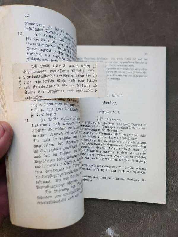 original Imperial Schutztruppe (German South West Africa) manual dd 1898 and likley a captured piece