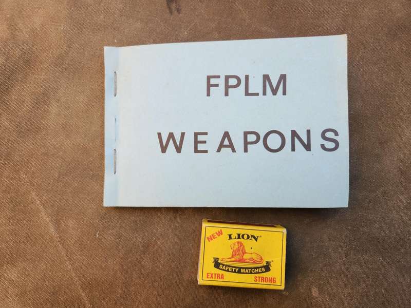 small SADF era A6 size pocket aide memoir for FPLM (Moz army)weapons etc. with colour RENAMO content