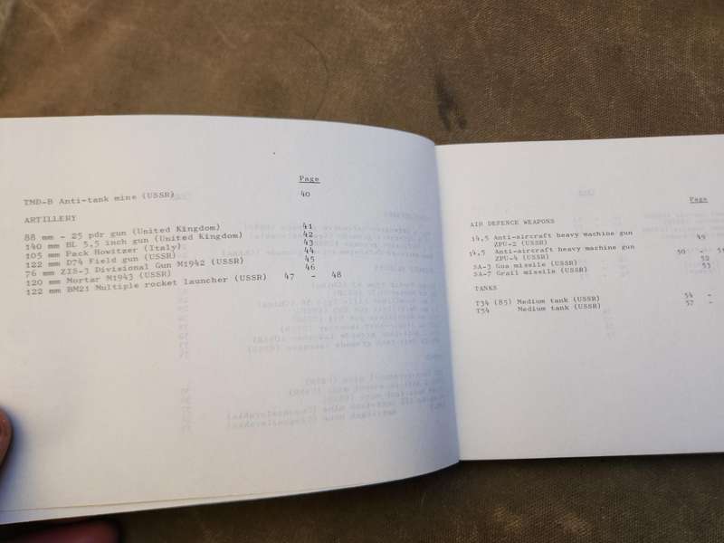 small SADF era A6 size pocket aide memoir for FPLM (Moz army)weapons etc. with colour RENAMO content