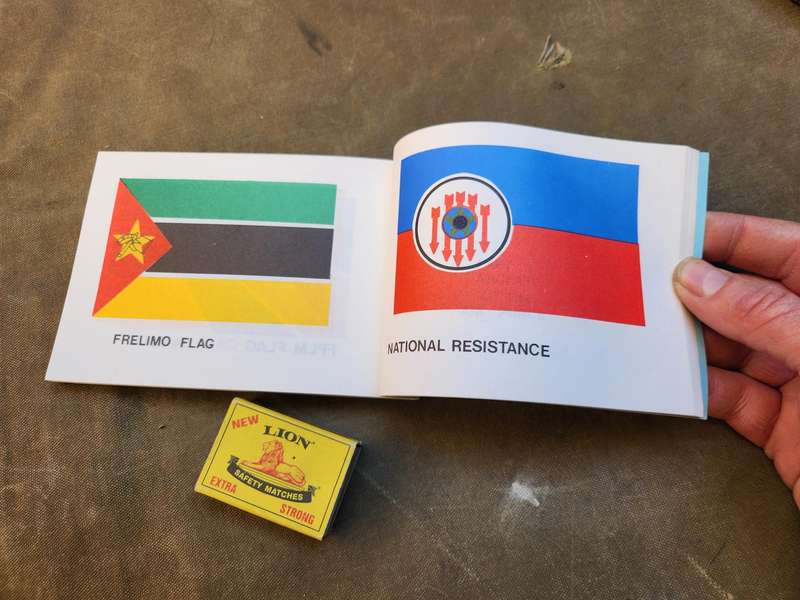 small SADF era A6 size pocket aide memoir for FPLM (Moz army)weapons etc. with colour RENAMO content