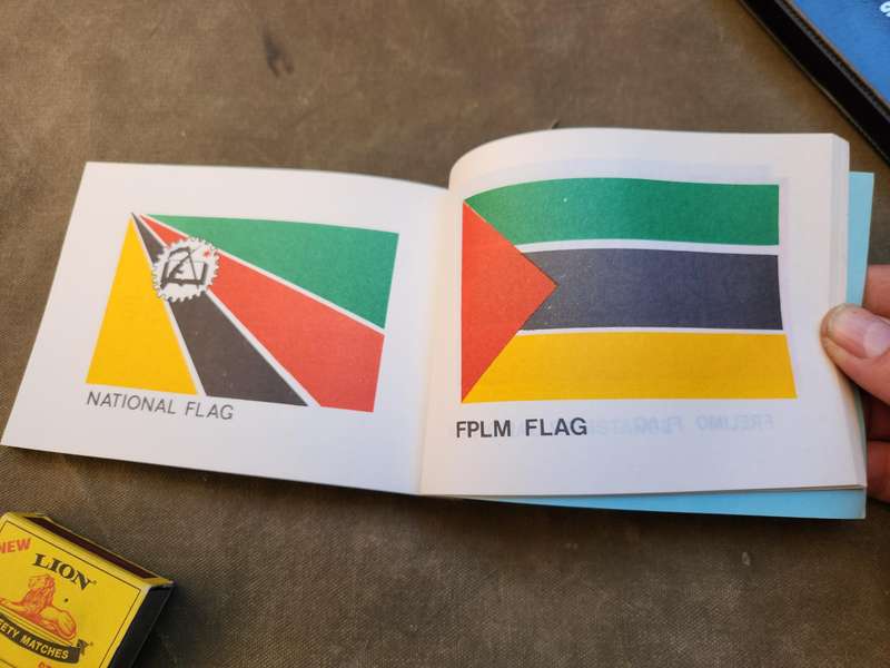 small SADF era A6 size pocket aide memoir for FPLM (Moz army)weapons etc. with colour RENAMO content