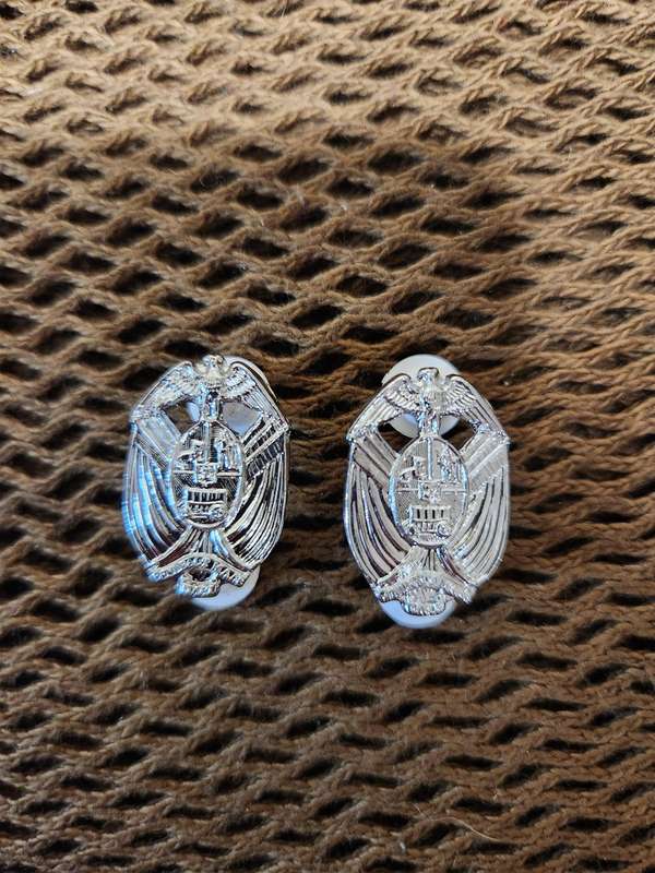 pr original 80s era South African Transvaal Provincial Administration chrome collar badges with pins