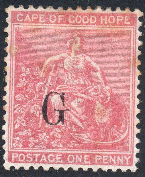 Griqualand West 1877-8 - 1st Printing SG5e 1d Carmine with overprint TYPE 5 - MM