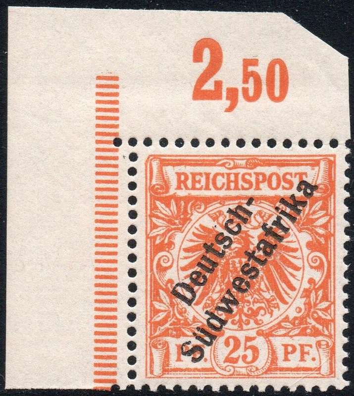 GERMAN SWA 1898 SACC11 25Pfg YELLOW ORANGE  ***UNMOUNTED MINT*** CV R24000