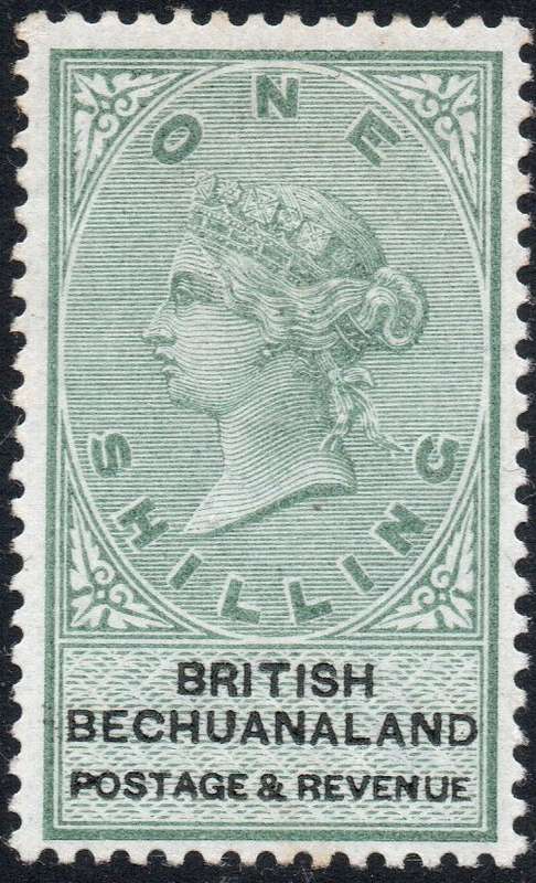 BECHUANALAND 1897 SACC15 1/- GREEN & BLACK MM CV R800