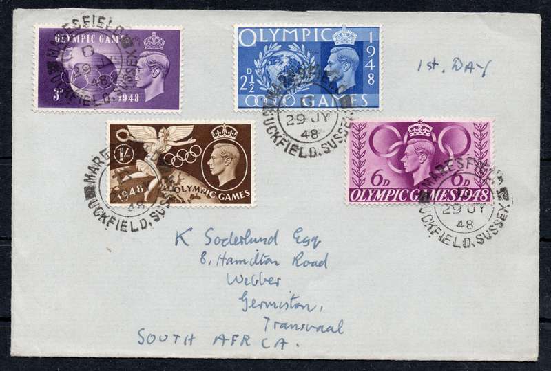 GREAT BRITAIN 1948 (29 JULY) OLYMPIC GAMES FDC - SEE SCANS