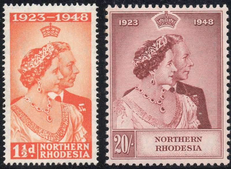 NORTHERN RHODESIA 1948 SILVER WEDDING SG48-9 - SET OF 2 - CV R2400 (£100+)