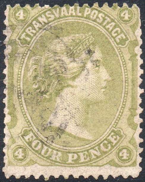 TRANSVAAL 1878 SACC162 4d SAGE-GREEN VFU CV R300