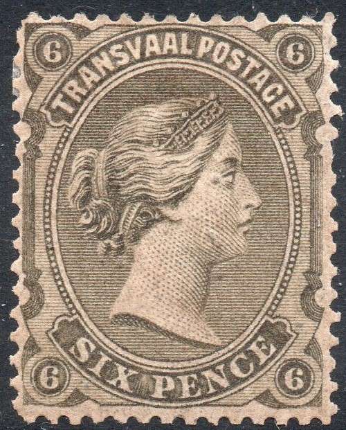 TRANSVAAL 1878 SACC163a 6d BLACK-BROWN - MM CV R550