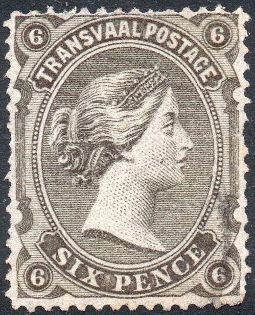 TRANSVAAL 1878 SACC163 6d OLIVE-BLACK - VFU  CV R250