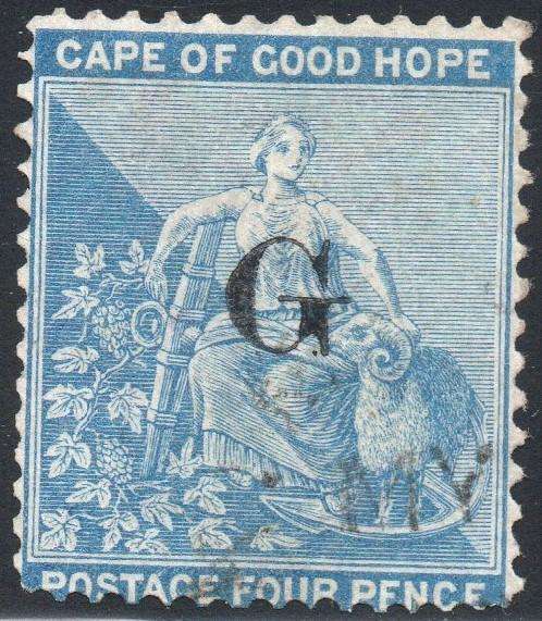 Griqualand West SG12b 4d Blue with o/p type 7 - VFU