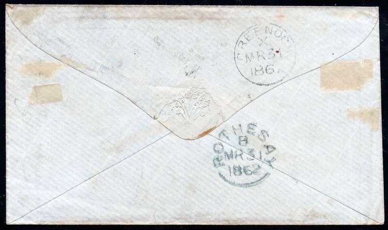 NATAL 1862 EARLY COVER NATAL TO SCOTLAND TIED WITH 3d BLUE PAIR(ROUGH PERF)(SACC11) - SCARCE