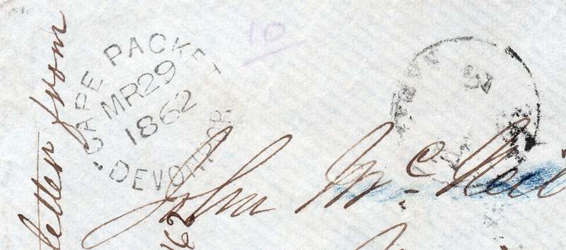 NATAL 1862 EARLY COVER NATAL TO SCOTLAND TIED WITH 3d BLUE PAIR(ROUGH PERF)(SACC11) - SCARCE