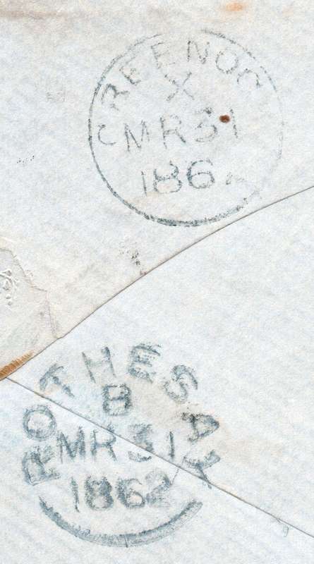 NATAL 1862 EARLY COVER NATAL TO SCOTLAND TIED WITH 3d BLUE PAIR(ROUGH PERF)(SACC11) - SCARCE