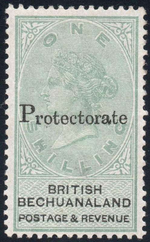 BECHUANALAND 1888 SACC44 1/- GREEN & BLACK OVERPRINTED '' Protectorate'' MM CV R4000