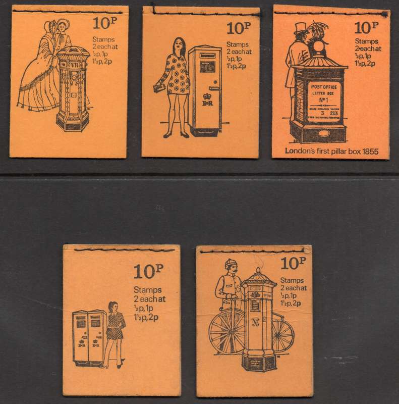 GREAT BRITAIN - 1971 - BRITISH PILLAR BOX SERIES BOOKLETS X 5 - SEE SCANS