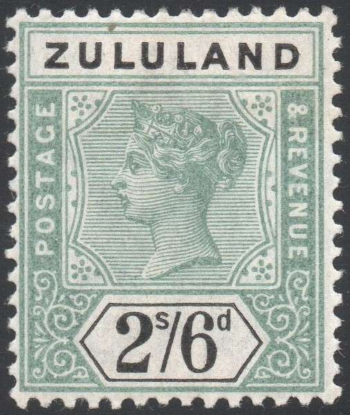 ZULULAND 1896 SACC20 2s6d GREEN & BLACK - MM