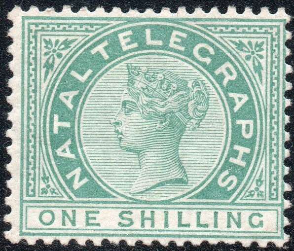 NATAL 1881 SG T4 1/- DEEP BLUE-GREEN TELEGRAPH STAMP MM
