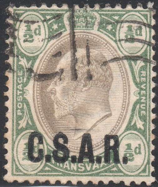 TRANSVAAL (C.S.A.R.) SG RO3 ½d GREY-BLACK & BLUISH GREEN - VFU
