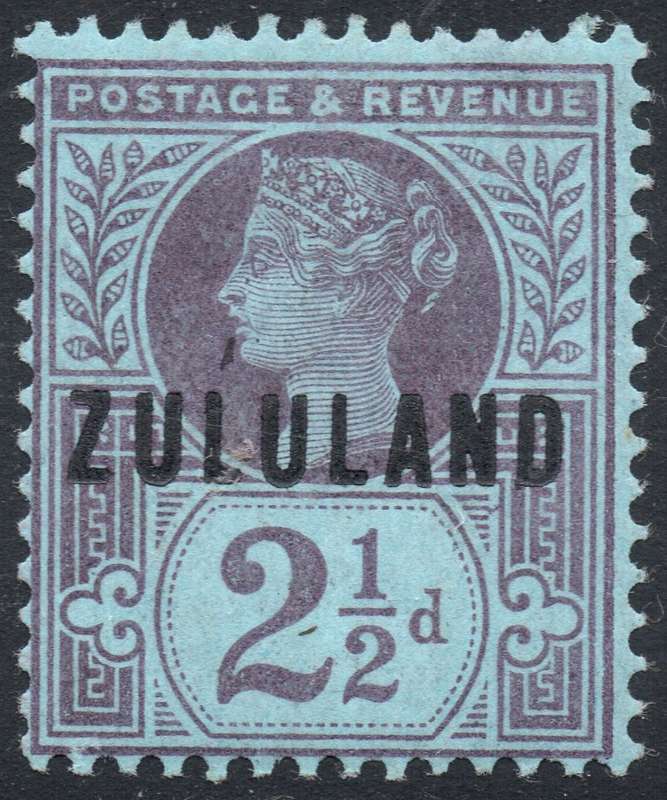 ZULULAND 1888-93 SACC4 2½d PURPLE ON BLUISH PAPER MM CV R1000