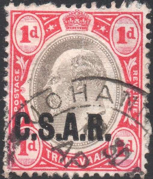 TRANSVAAL (C.S.A.R.) SG RO4 1d GREY-BLACK & CARMINE - FINE USED