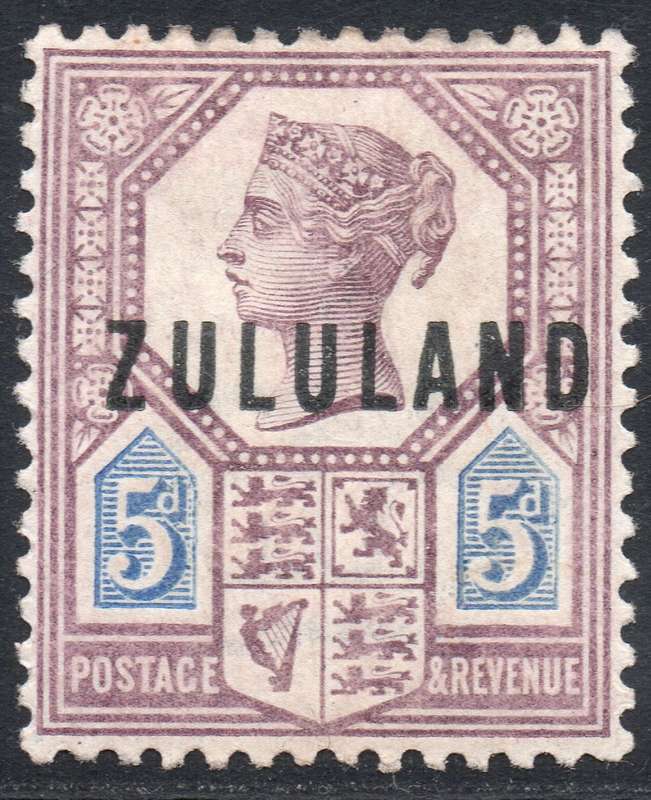 Zululand - 1893 SACC7 5d Dull Purple and Blue MM CV R2000