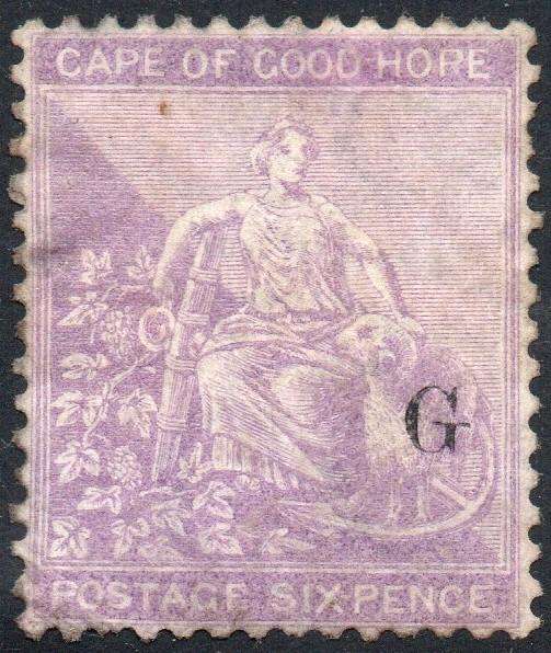 Griqualand West SG27 4th PRINTING 6d VIOLET with o/p type 17 - MNG CV £275+(2017)