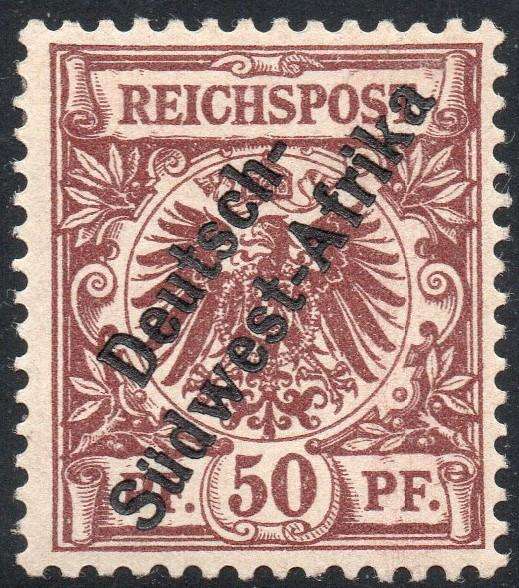 GERMAN SWA 1897 SACC6 50Pfg BRIGHT RED BROWN - SCARCE - LMM CV R4500