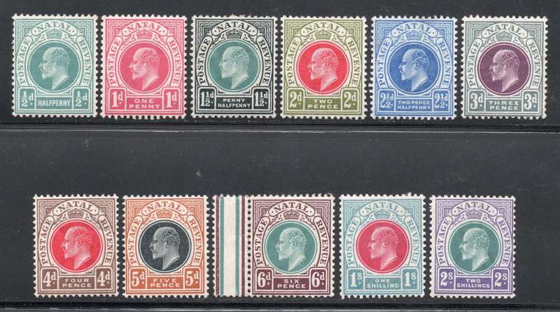 NATAL 1902-3 SACC109-119 ½d to 2/-SHORT SET TO 2s6d CV R2925