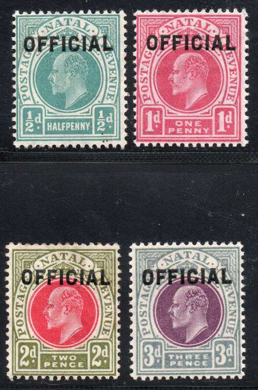 NATAL 1904 OFFICIAL STAMPS SACC1-4 SHORT SET OF 4 TO 3d - UM/MM - CV R3125