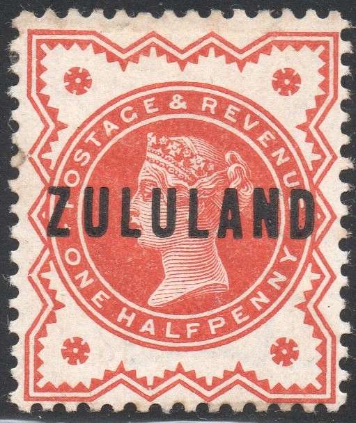 ZULULAND 1888 SACC1 ½d DEEP VERMILLION  CV R150
