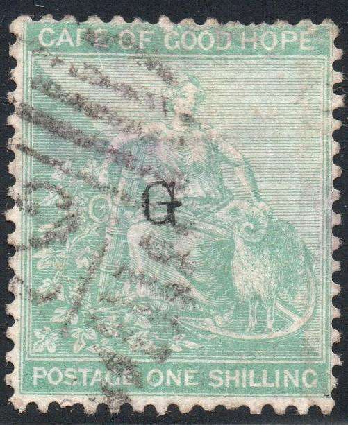 Griqualand West SG28 1/- GREEN - VFU with o/p type 17 - VFU